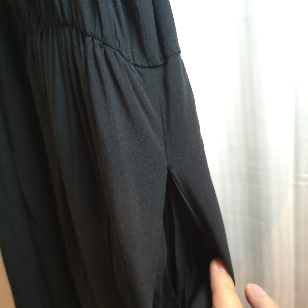 Brochu Walker Black Slip Dress S 100% Viscose Silk Lined Midi Adjustable - Picture 8 of 10